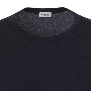 Zimmerli Crew-Neck T-Shirt with Long Sleeve in Dark Blue - SARTALE
