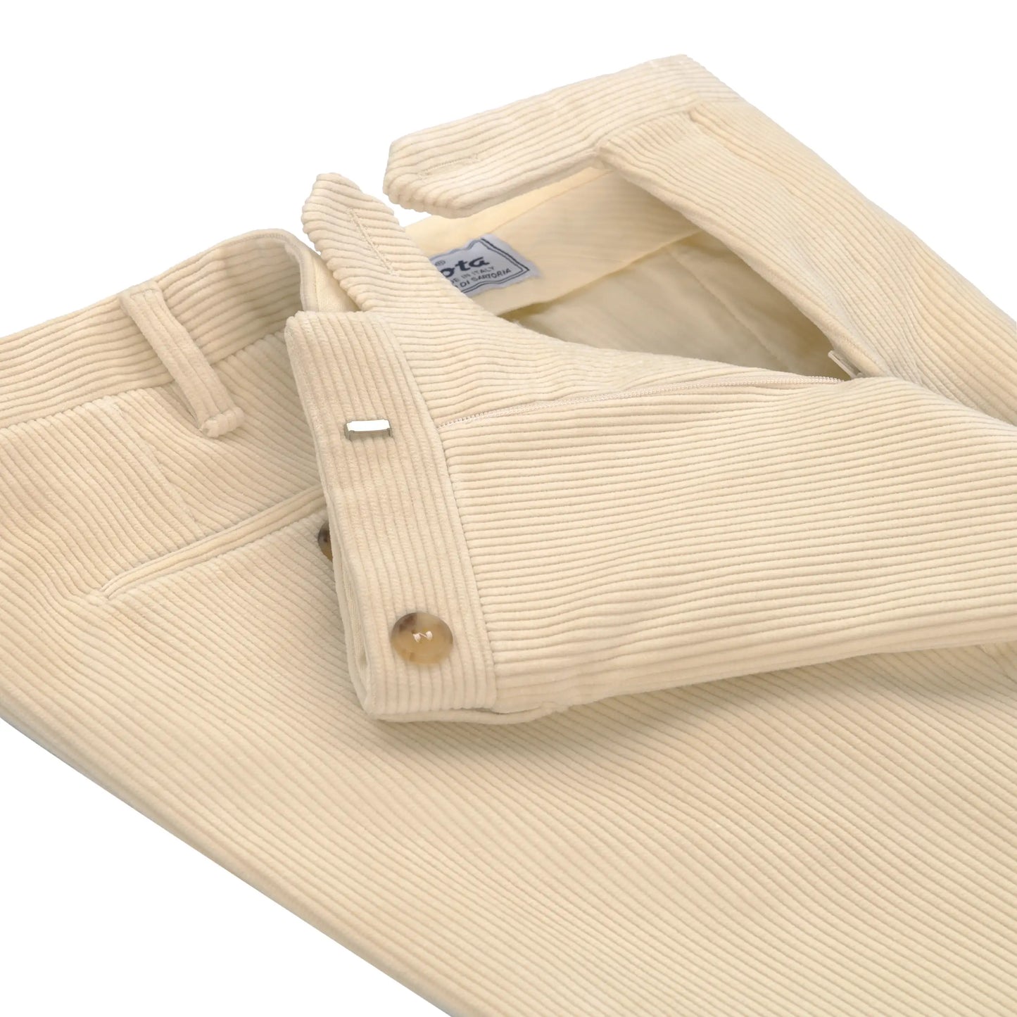Corduroy Cotton Slim-Fit Trousers in Silk White