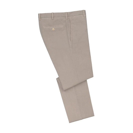 Slim-Fit Cotton Trousers in Beige