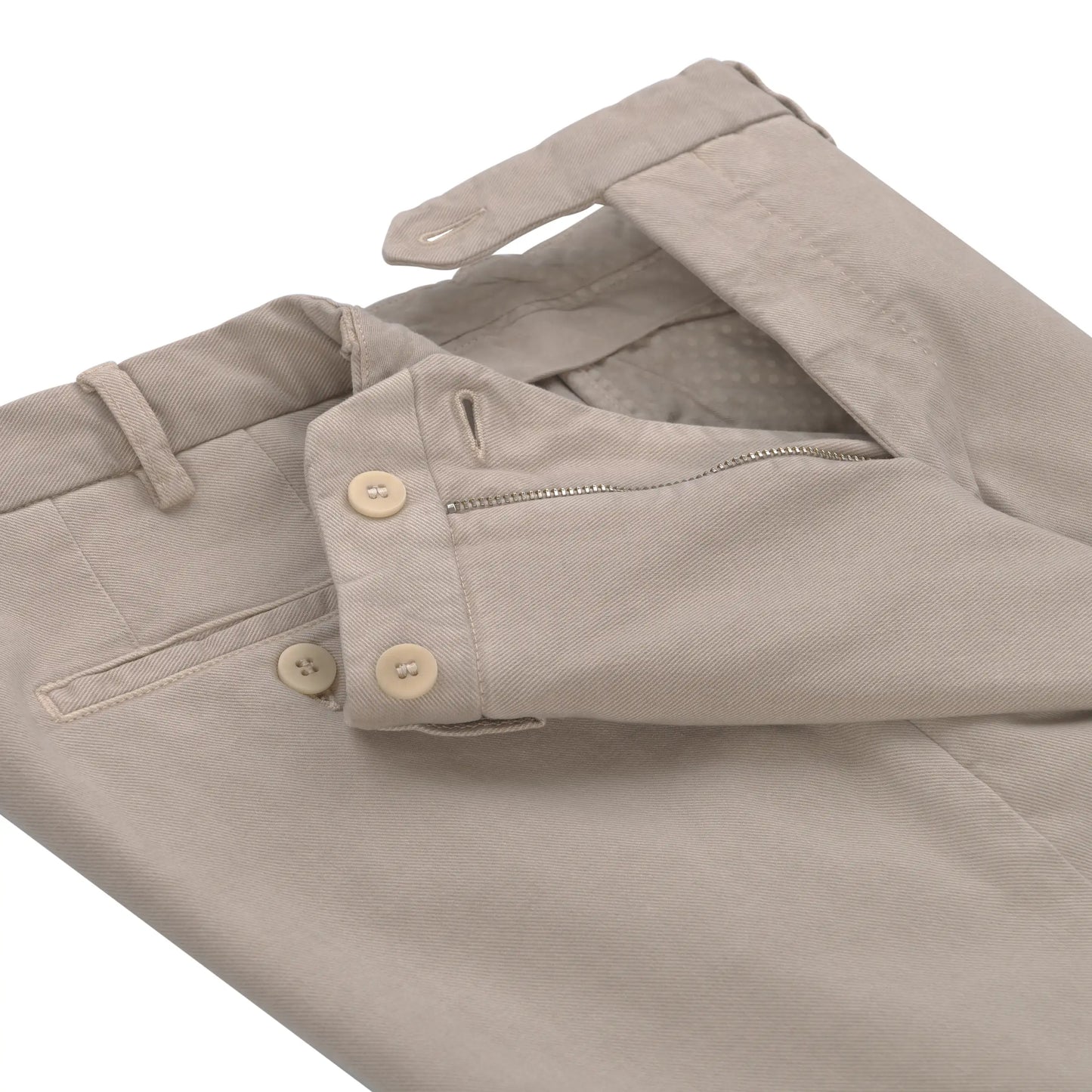 Slim-Fit Cotton Trousers in Beige