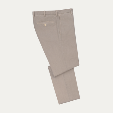 Slim-Fit Cotton Trousers in Beige