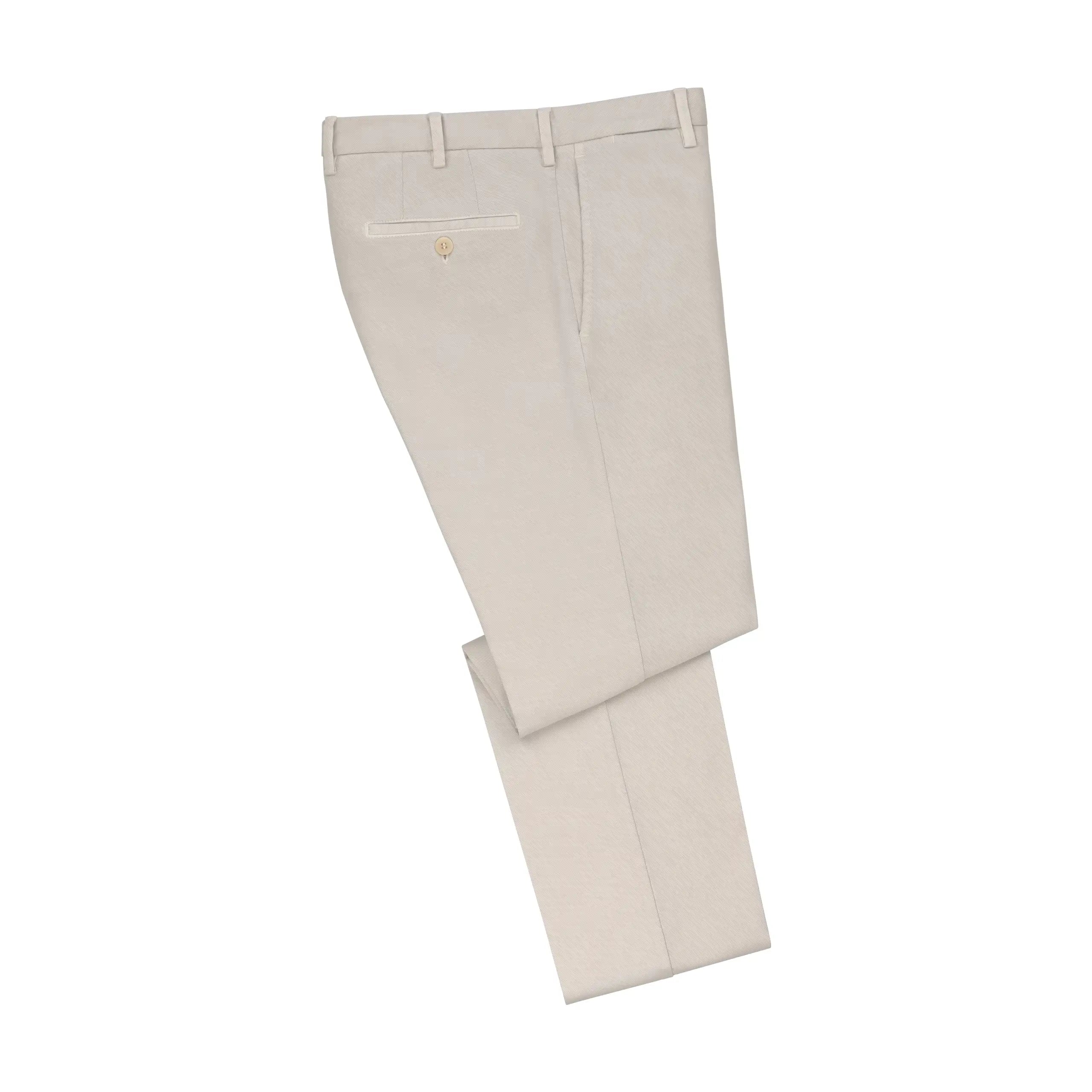 Slim-Fit Cotton Trousers in Off White