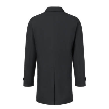 Back view of Sealup navy blue raincoat 11516SEU 96233 92, showcasing clean tailoring and mid-length cut for SS25 outerwear collection.