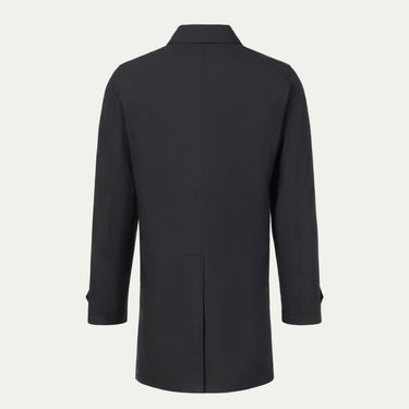 Back view of Sealup navy blue raincoat 11516SEU 96233 92, showcasing clean tailoring and mid-length cut for SS25 outerwear collection.