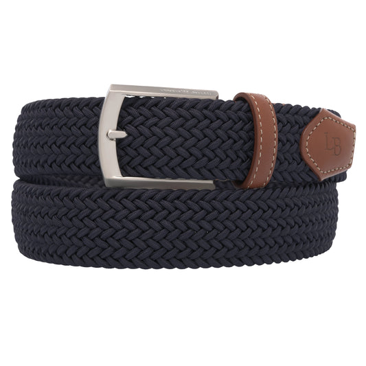 Elastic Braided Belt in Dark Blue