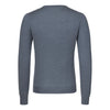 Crew-Neck Wool-Silk Blend Pullover in Steel Blue