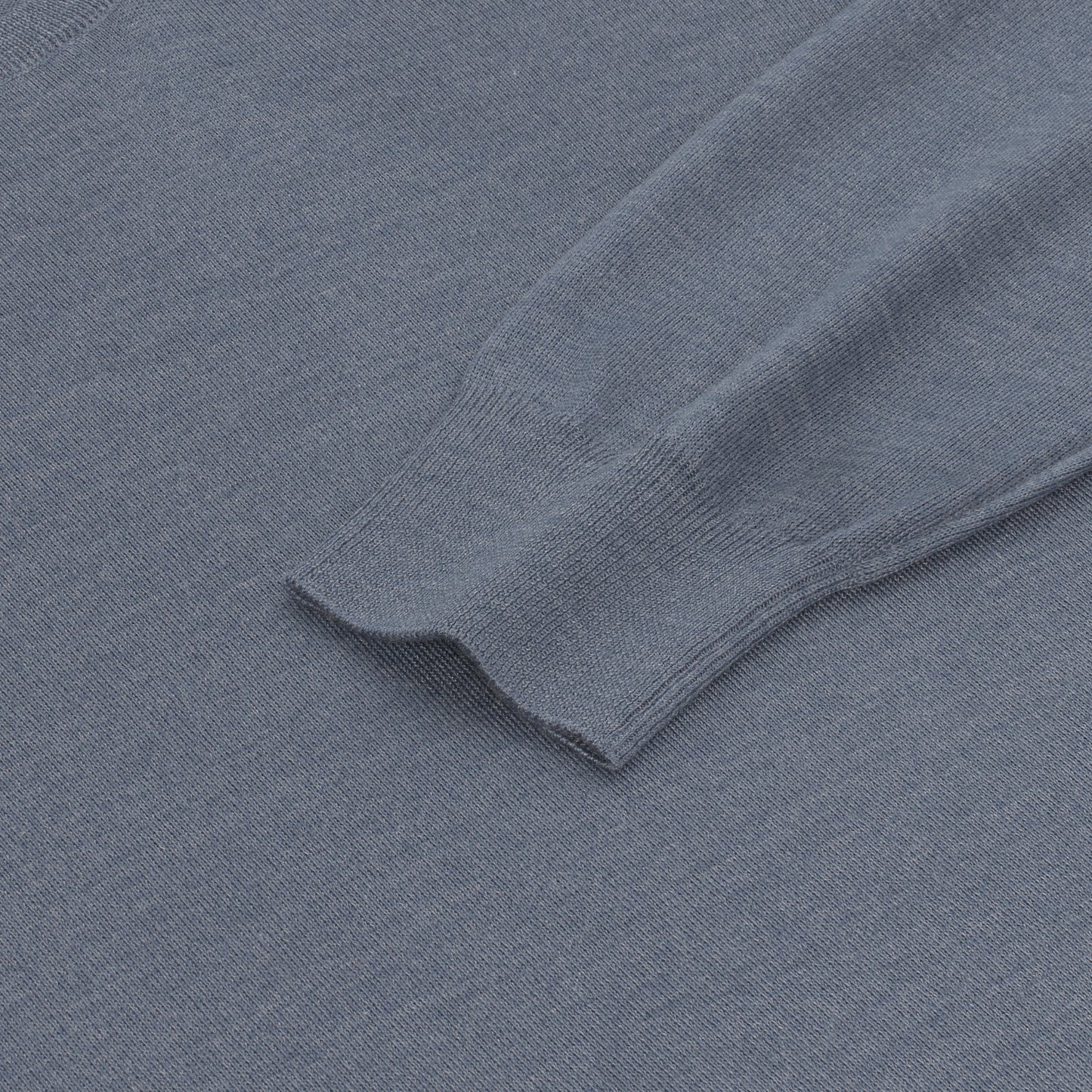 Crew-Neck Wool-Silk Blend Pullover in Steel Blue