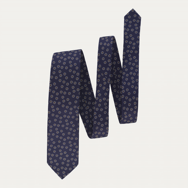 Jacquard Lined Silk Tie in Flower Design