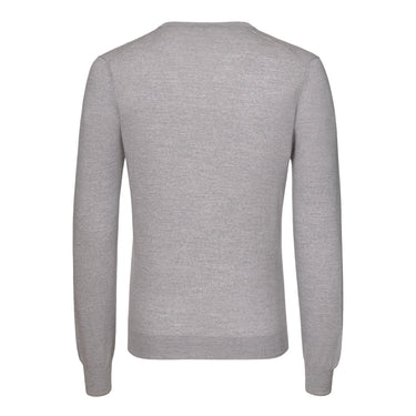 V-Neck Virgin Wool Pullover in Grey Melange