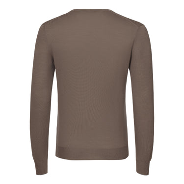 V-Neck Virgin Wool Pullover in Coffee Brown