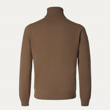 Luigi Borrelli Turtleneck Virgin Wool and Cashmere-Blend Sweater in Light Brown - SARTALE