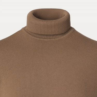 Luigi Borrelli Turtleneck Virgin Wool and Cashmere-Blend Sweater in Light Brown - SARTALE