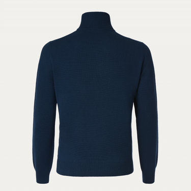 Luigi Borrelli Turtleneck Virgin Wool and Cashmere-Blend Sweater in Navy Blue - SARTALE