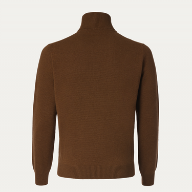 Luigi Borrelli Turtleneck Virgin Wool and Cashmere-Blend Sweater in Brown - SARTALE