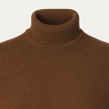 Luigi Borrelli Turtleneck Virgin Wool and Cashmere-Blend Sweater in Brown - SARTALE