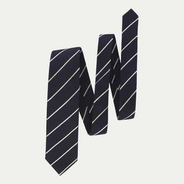 Regimental Silk Tie in Dark Blue and White