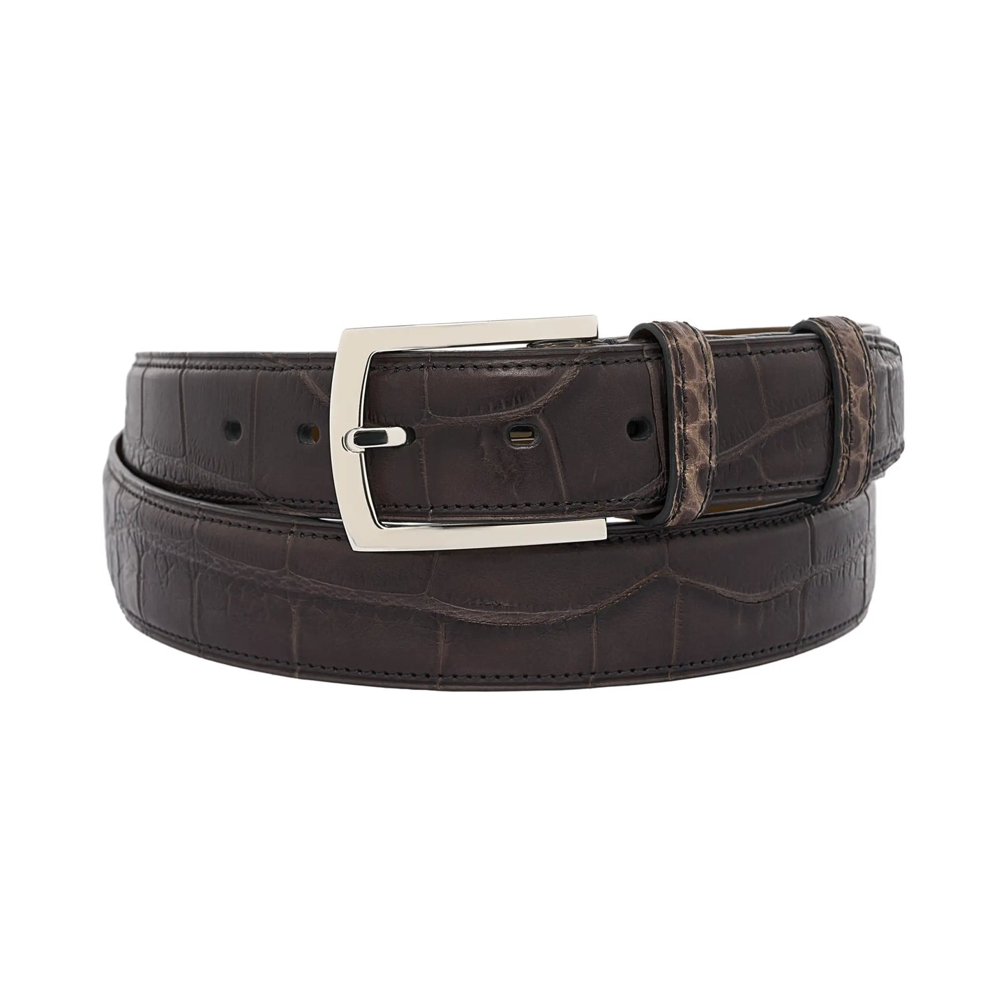 Alligator Leather Belt in Grey and Brown