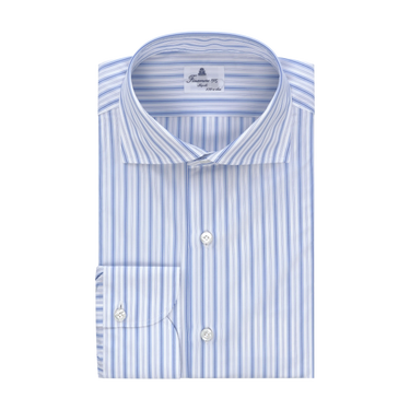 Striped Classic Cotton Shirt in White and Blue