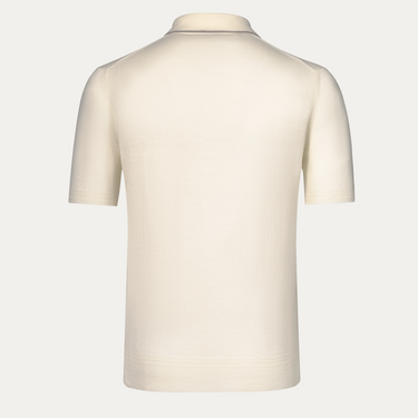 Wollpoloshirt in Weiß mit Braun