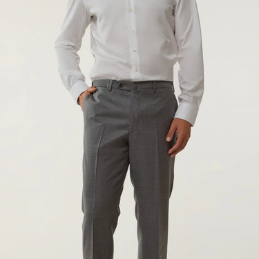 Tailored flat-front Virgin Wool Trousers in Grey. Exclusively made for Sartale