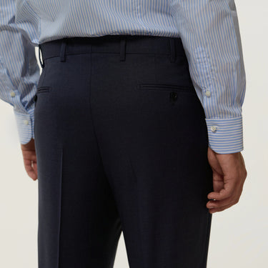 Tailored flat-front Wool Trousers in Blue. Exclusively made for Sartale