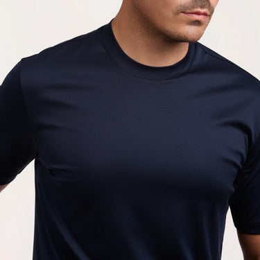Cotton Crew-Neck T-Shirt in Navy Blue