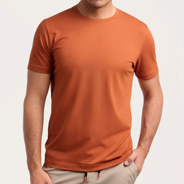 Cotton Crew-Neck T-Shirt in Rust