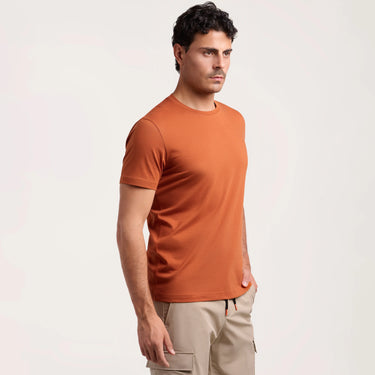 Cotton Crew-Neck T-Shirt in Rust