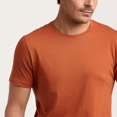 Cotton Crew-Neck T-Shirt in Rust
