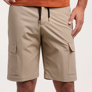 Stretch Cargo Bermuda Shorts in Sand Beige