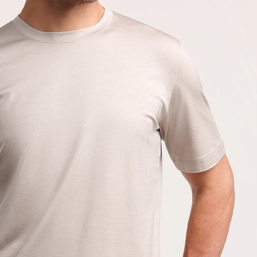 Silk T-Shirt in Light Beige