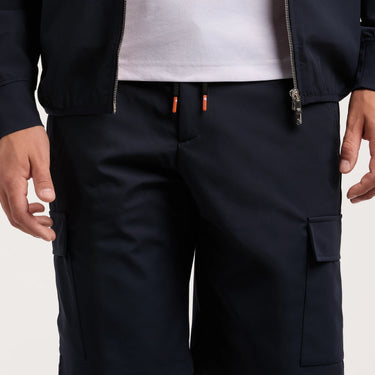 Stretch Cargo Bermuda Shorts in Navy Blue