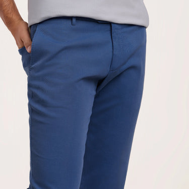 Cotton-Silk Blend Trousers in Light Blue