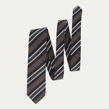 Corbata de seda de regimiento granadina en marrón y blanco