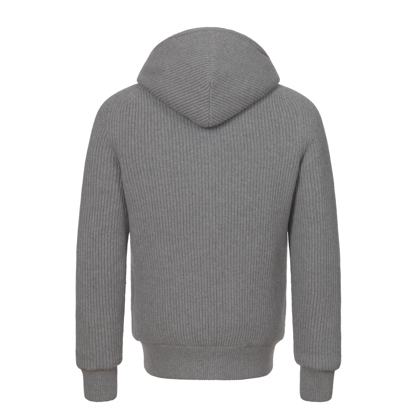 Cashmere and Wool Hooded Jacket in Grey Melange
