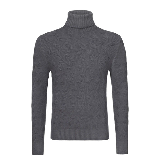 Wool Ribbed Turtleneck in Silver Grey