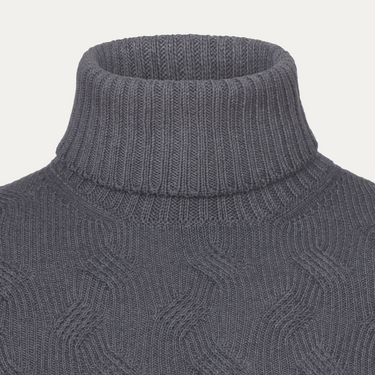 Wool Ribbed Turtleneck in Silver Grey