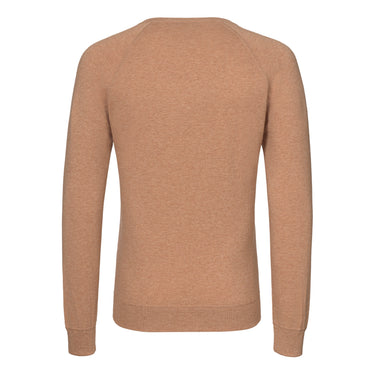 Crew-Neck Cotton-Cashmere Blend Pullover in Orange Melange