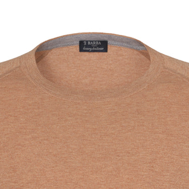 Crew-Neck Cotton-Cashmere Blend Pullover in Orange Melange