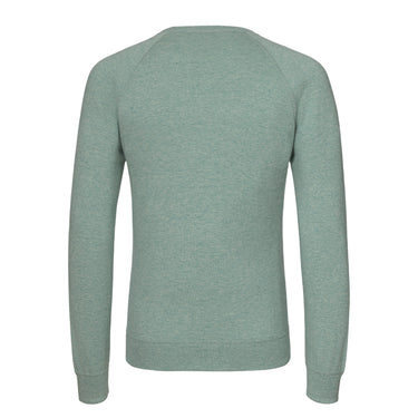 Crew-Neck Cotton-Cashmere Blend Pullover in Mint Melange