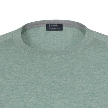 Crew-Neck Cotton-Cashmere Blend Pullover in Mint Melange