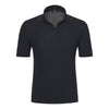 V-Neck Silk Polo Shirt in Navy Blue