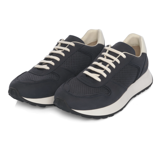 "Track Premium" Suede Leather Sneaker in Navy Blue