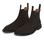 Waxed Suede Leather Chelsea Boot in Brown