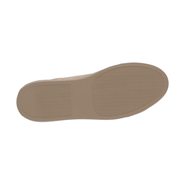 Outsole view of Common Projects 'Achilles Tonal' sneakers in walnut, highlighting durable rubber sole with textured grip pattern.