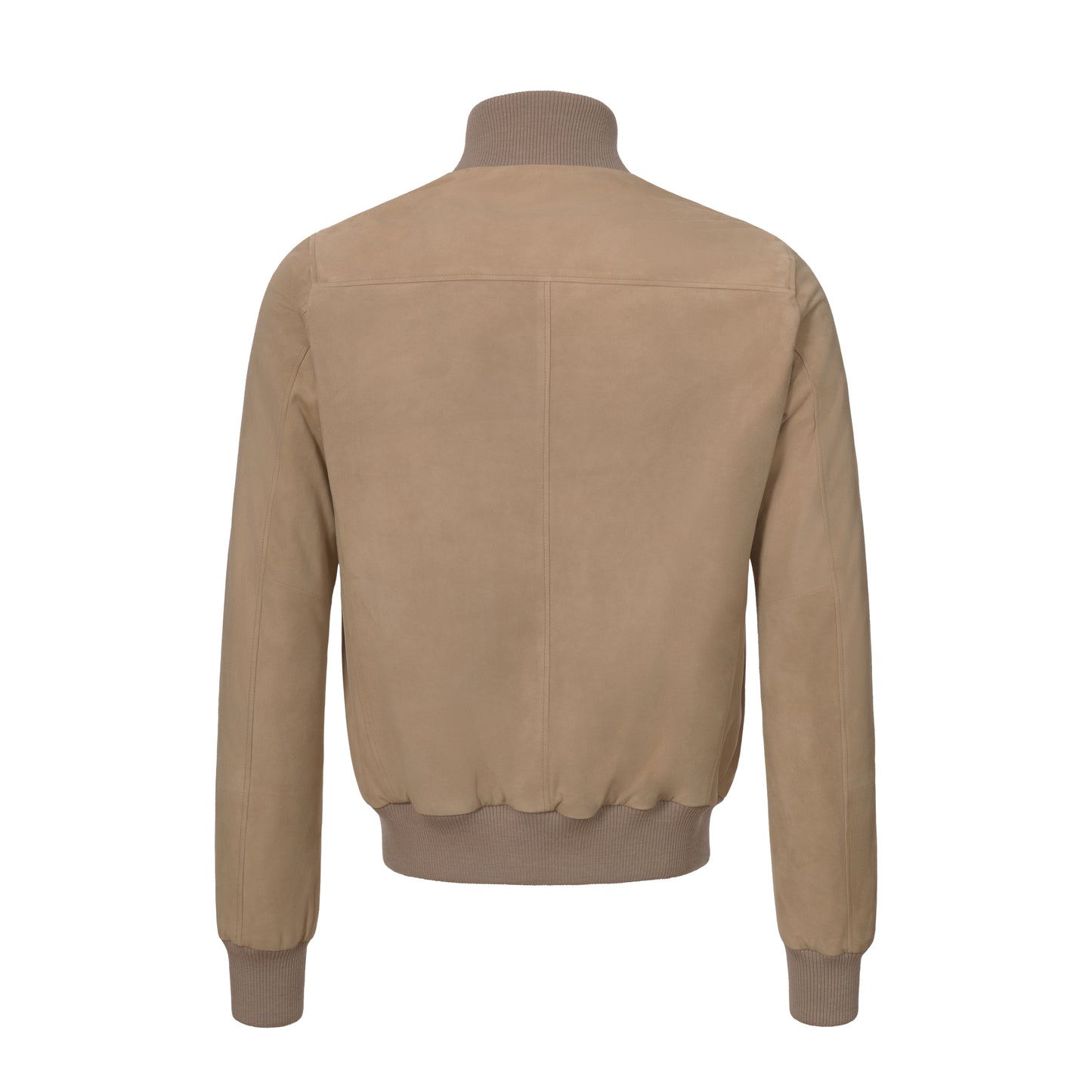 Button-Up Suede Bomber Jacket in Peanut Brown