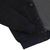Button-Up Suede Bomber Jacket in Navy Blue