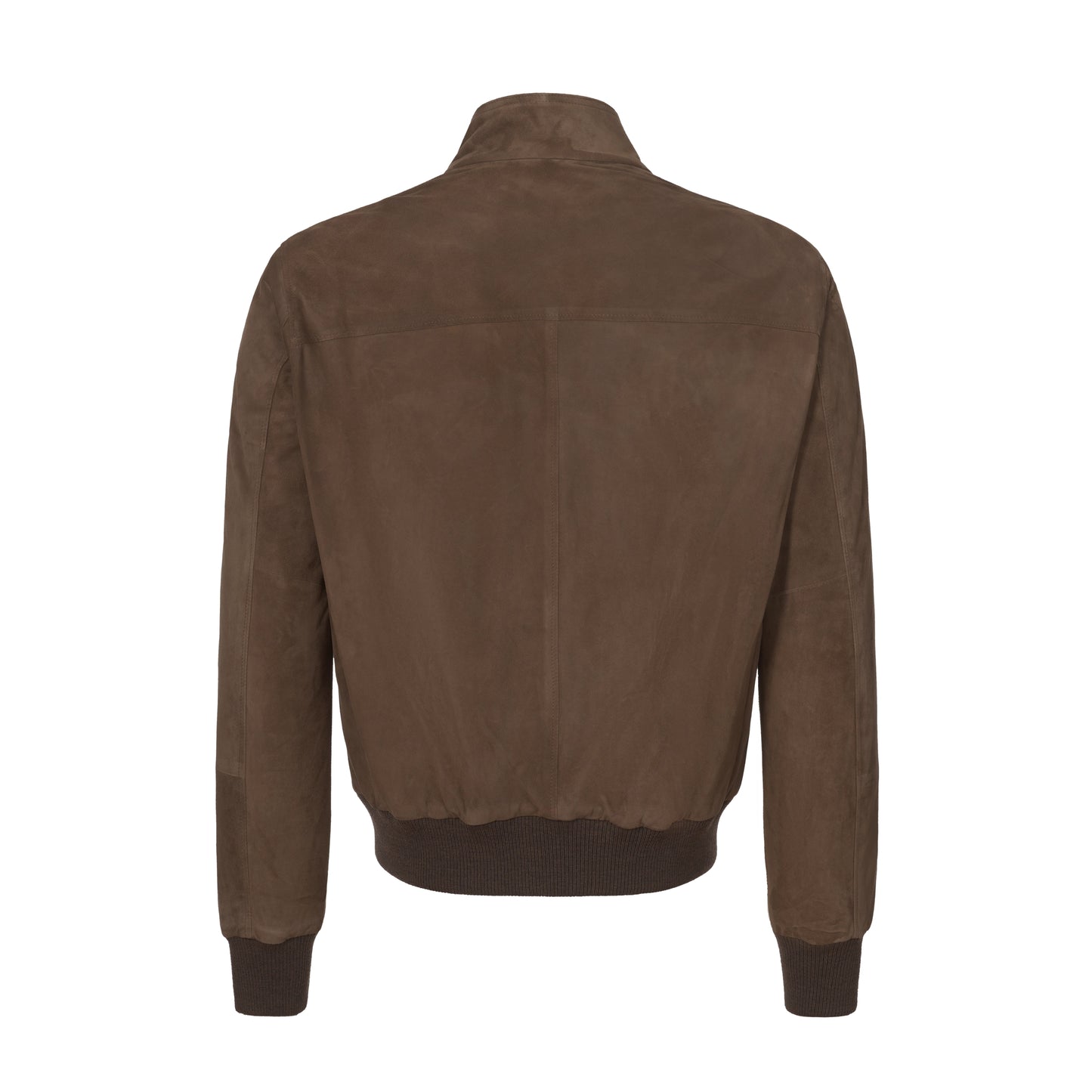 Suede Leather Bomber Jacket in Beach Brown