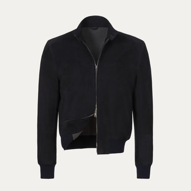 Wildleder-Bomberjacke in Marineblau