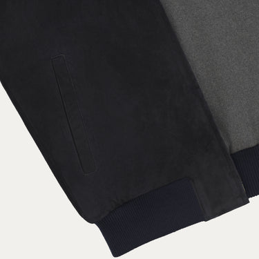 Wildleder-Bomberjacke in Marineblau